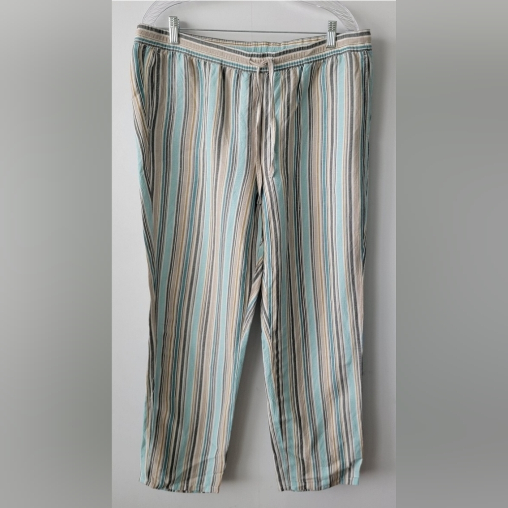 J. Jill Women's Striped Joggers in Blue and Tan